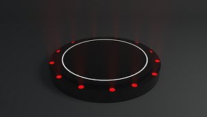 Product stand with red spot lights and led white strip 3D model