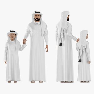 3D Arab Father and Son