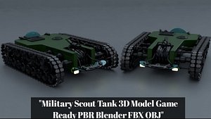 Military Scout Tank 3D Model Game Ready PBR Blender FBX OBJ