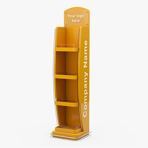3D Yellow Store Shelf Mockup