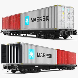 Detailed Train Container Wagon Car
