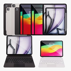 3D iPad Air 11-13 inch Space Gray M2 2024 Collection With Magic Keyboard