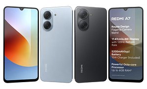 Xiaomi Redmi A7 Black and Blue 3D model