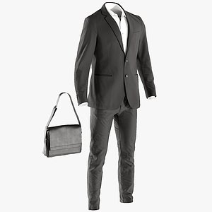 Men's Business Suit with Shirt and Bag