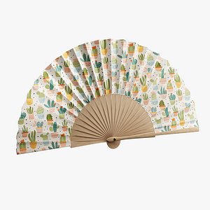 Wood paper fan 3D model