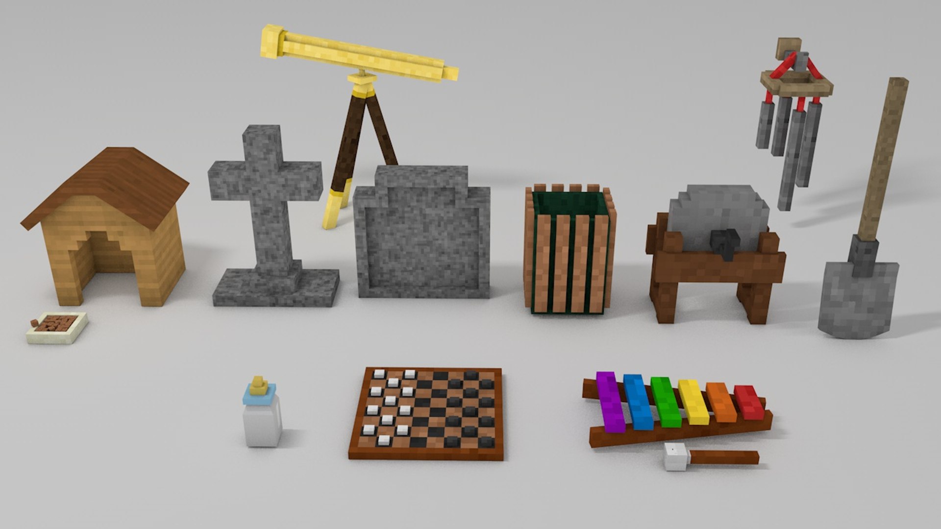 3d minecraft library models: decoration