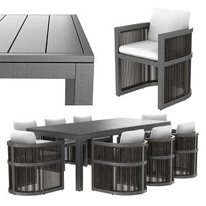 Restoration Hardware Capri ALUMINUM ARMCHAIR  and RECTANGULAR EXTENSION DINING TABLE