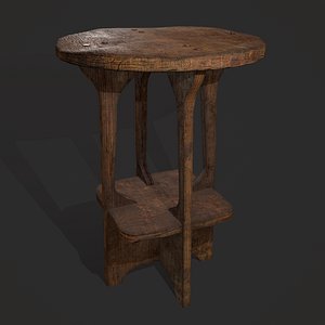 3D Rustic Medieval End Table