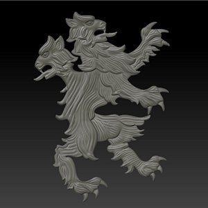 3D headed horned lion model