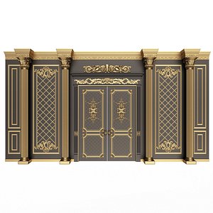 Boiserie Classic Wall with Mouldings 04 Black 3D model