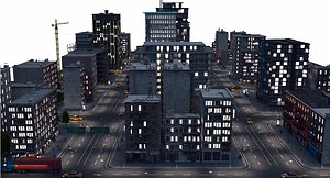 3D night city a1 model