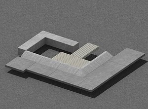 Concrete Pavement Slab Pack Modular Sidewalk PBR Low Poly