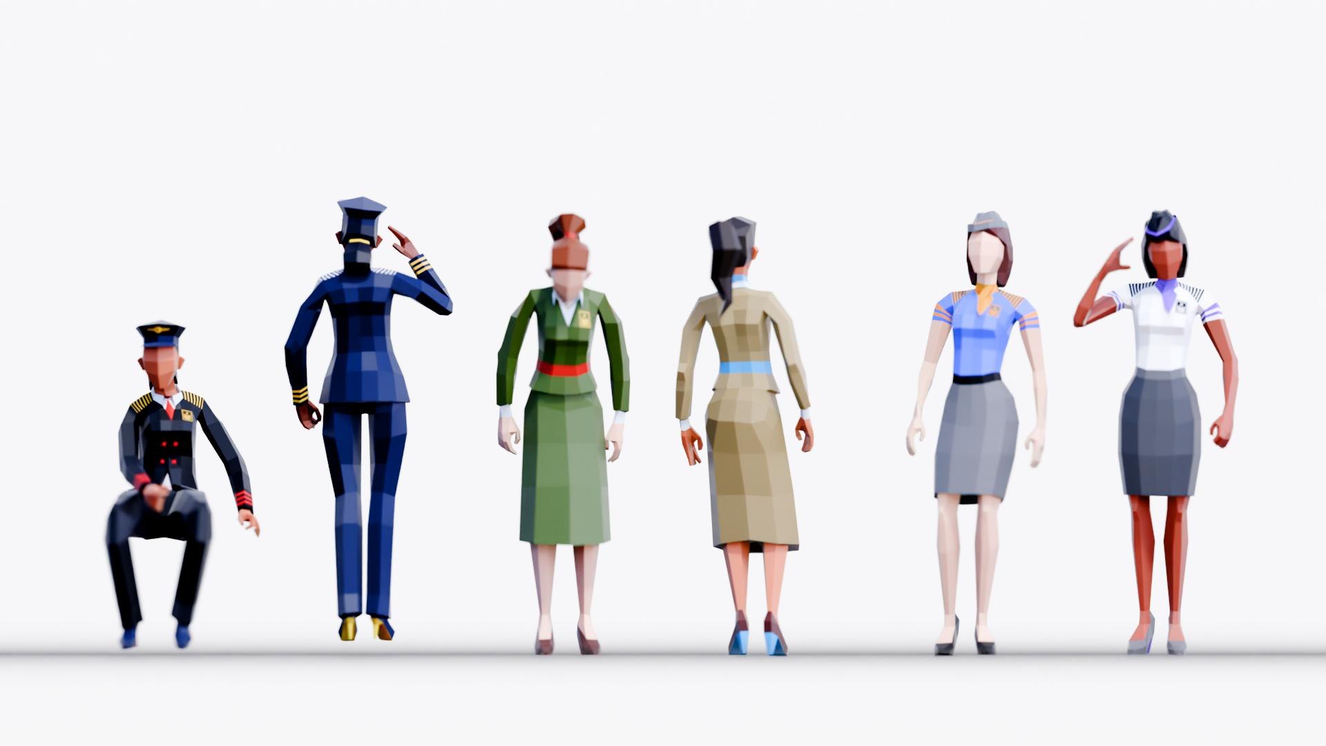 Low Poly Airline Crew Model - TurboSquid 2395497
