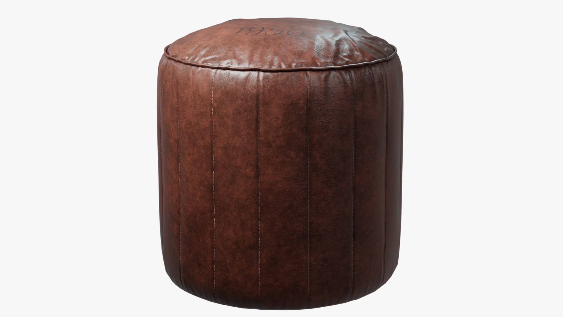 Pouf Rond Vintage En Rotin - Marron Clair - Diamètre 50 Cm - Occasion