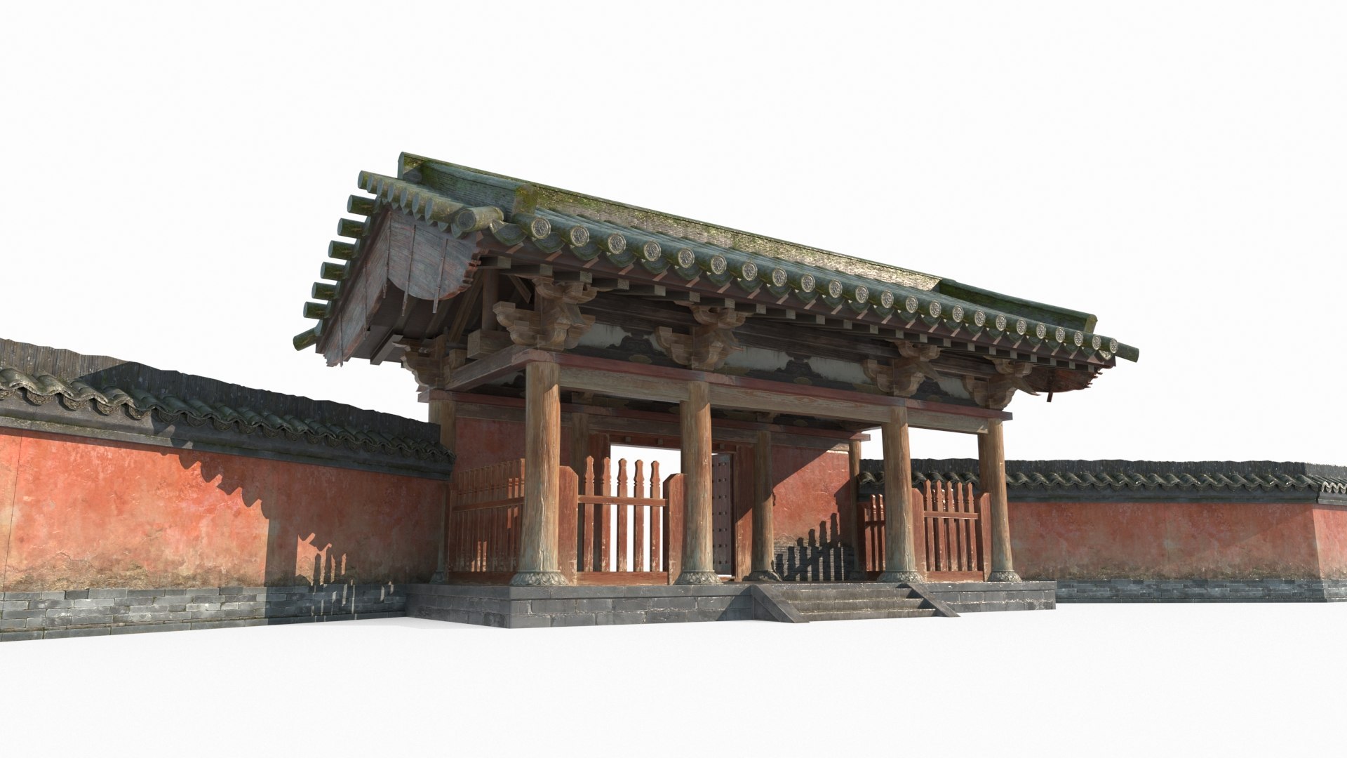 Luxury Courtyard Gates And Walls Of Ancient Asian Architecture 3D Model ...