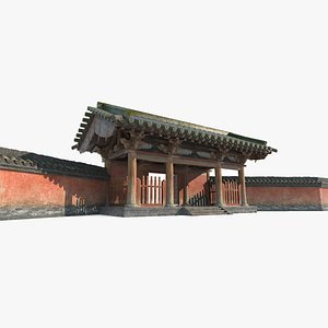 Luxury Courtyard Gates and Walls of Ancient Asian Architecture 3D model