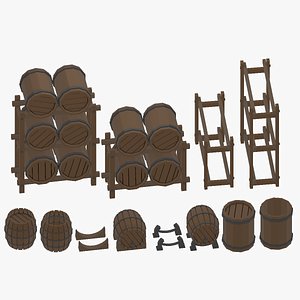 LOW POLY BARRELS 3D model