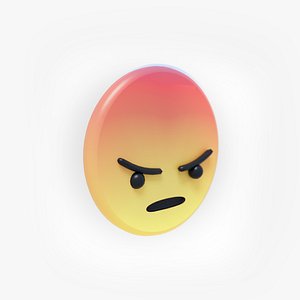 3D model Angry Icon FaceBook Reaction Emoji