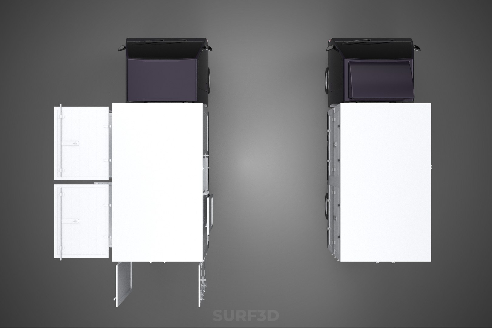 2 CONFIGURATION OPEN CLOSED BOX TRUCK DELIVERY CARGO PICKUP VAN 3D ...