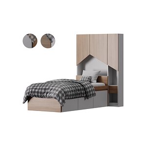 Penny Bed 2 90 White Plywood 3D model