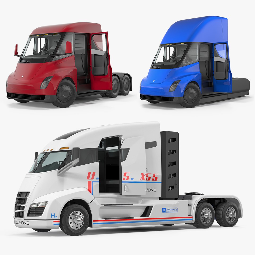 Electric Trucks Rigged 3D Models Collection 3D model preview
