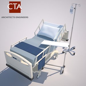 3ds max hospital bed table iv