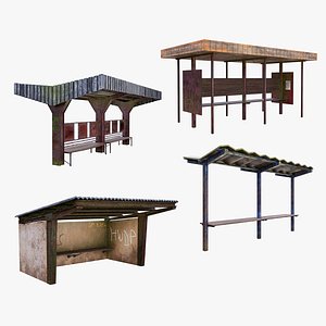 Old Abandoned Eastern European Bus Stops 3D