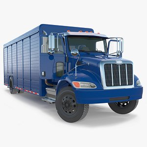3D Medium Duty Box Truck 4x2 Blue Rigged for Cinema 4D