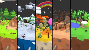 3D Low poly Tree Collection Pack Low-poly 3D model model