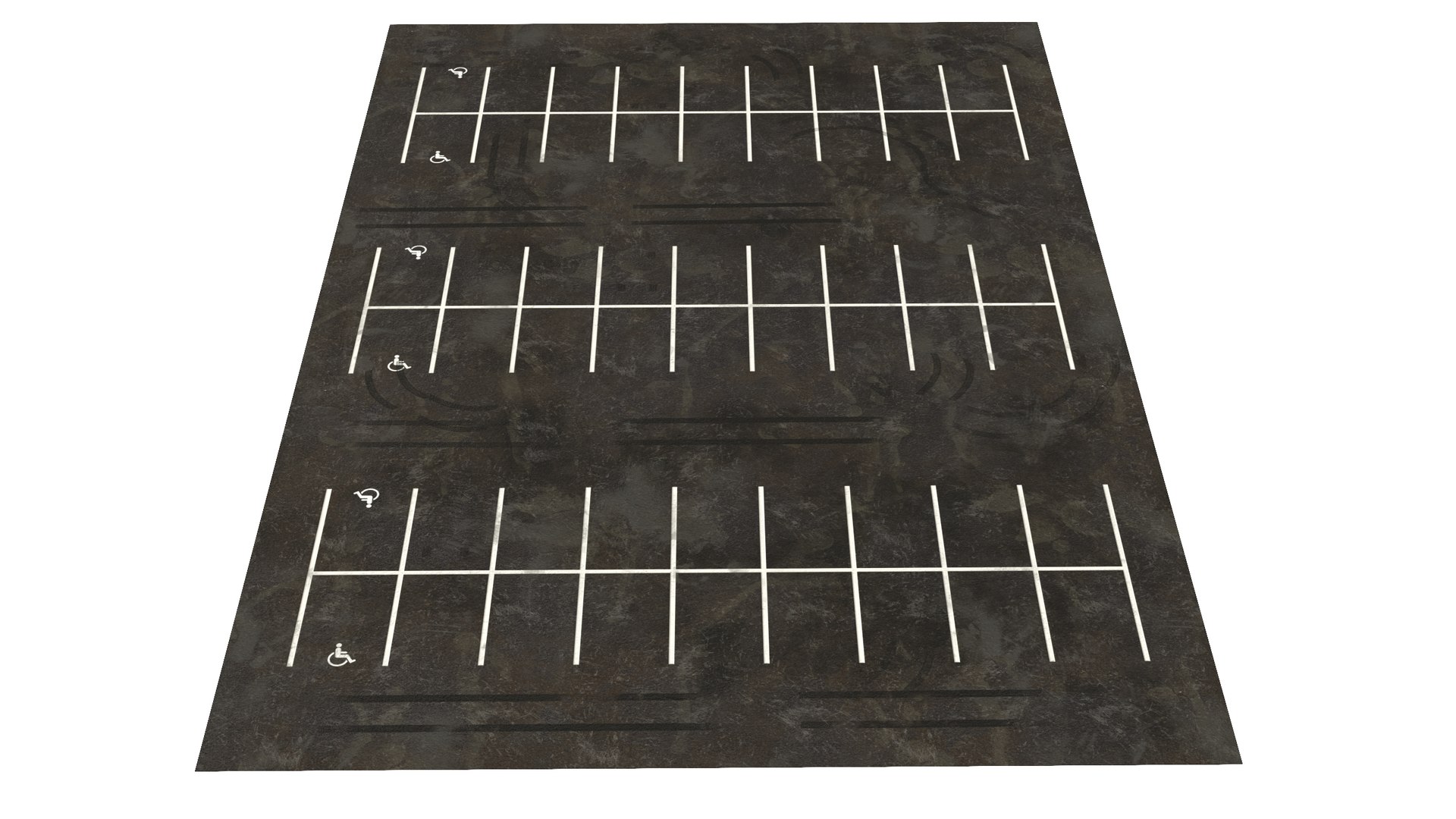 Street Car Parking 54 Spaces Empty Old 3D model preview