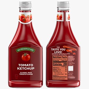 Labeled Ketchup Bottle 3D