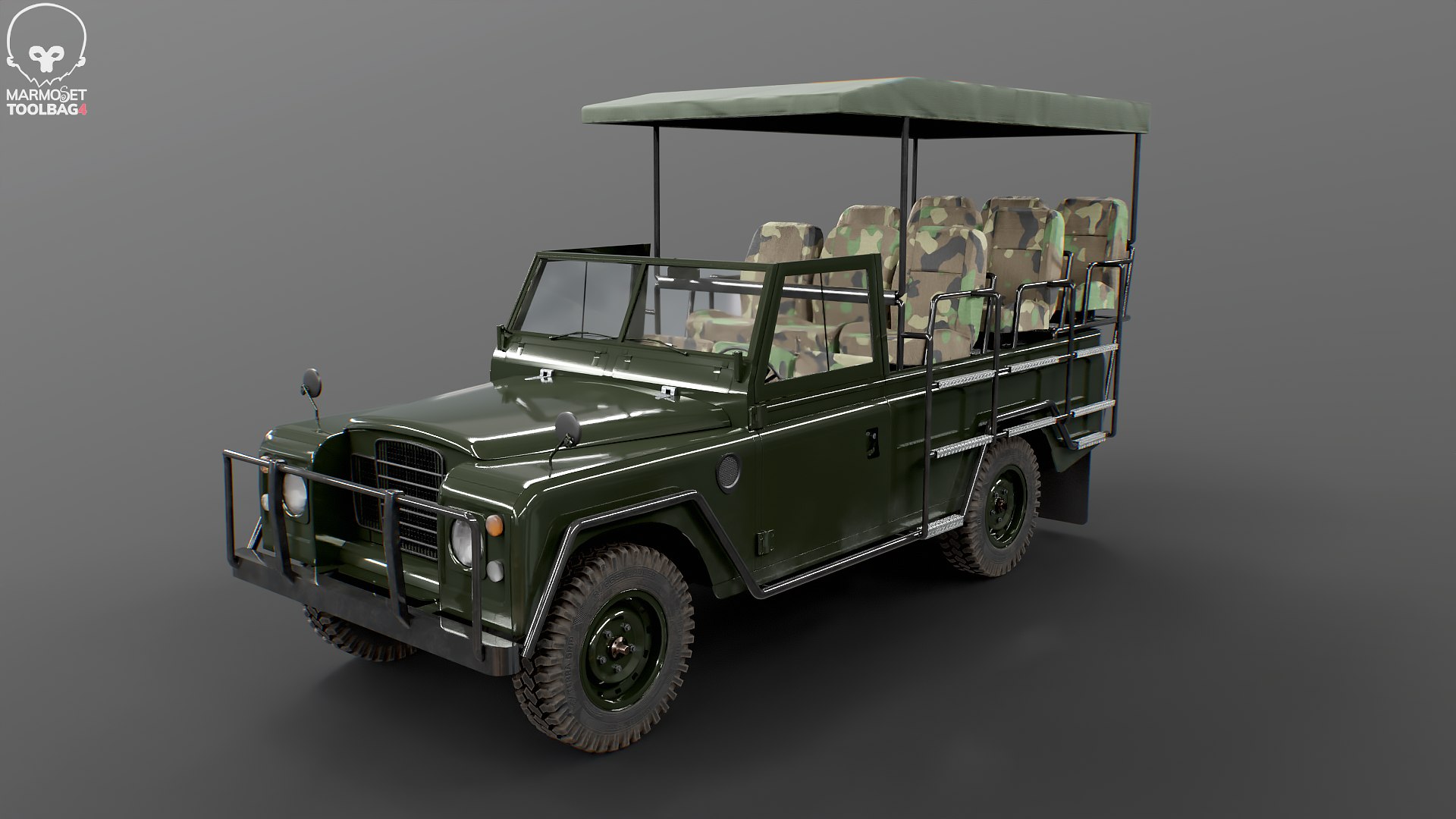 3D model Classic Safari Tour Vehicle 4x4 https://p.turbosquid.com/ts-thumb/4P/10tyxQ/9l/safarilowgreen_toolbga/png/1786866402/1920x1080/fit_q87/6ca18fff94ee8465a249766b403eb7e529b0f78e/safarilowgreen_toolbga.jpg