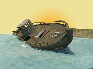 Wrecked fishing boat