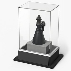 3D Detailed Rocket Engine Display in Glass Case model