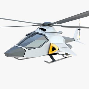 3D Lowpoly generic military helicopter model