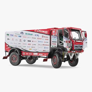 3D model Dakar Truck Hino Lights On Rigged for Maya