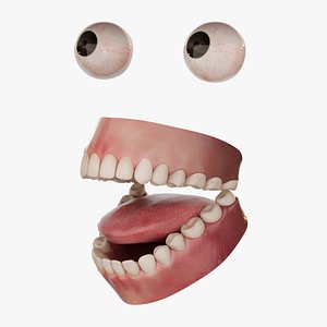 Human Teeth Gums Tongue and Eyeballs 3D Model Game Ready 4K PBR