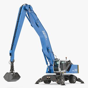 Excavator on Wheels Terex Fuchs MHL360 3D Model