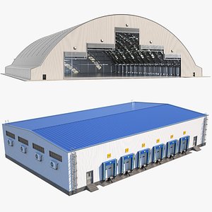 Detailed Hangar And Warehouse With Interior