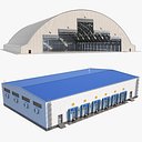 Detaillierter Hangar und Lager mit Innenausstattung