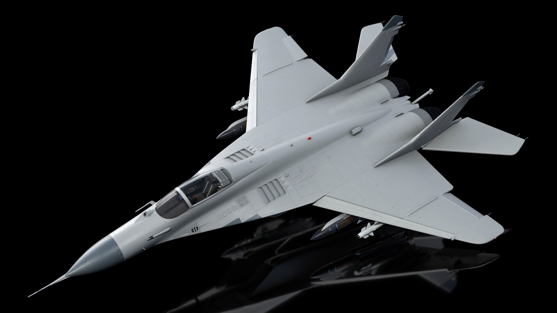 MiG 29 Fighter Aircraft with X-31PM Supersonic Missile Rigged for Maya 3D model preview