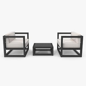 3D model Set of Outdoor Sofas and Table
