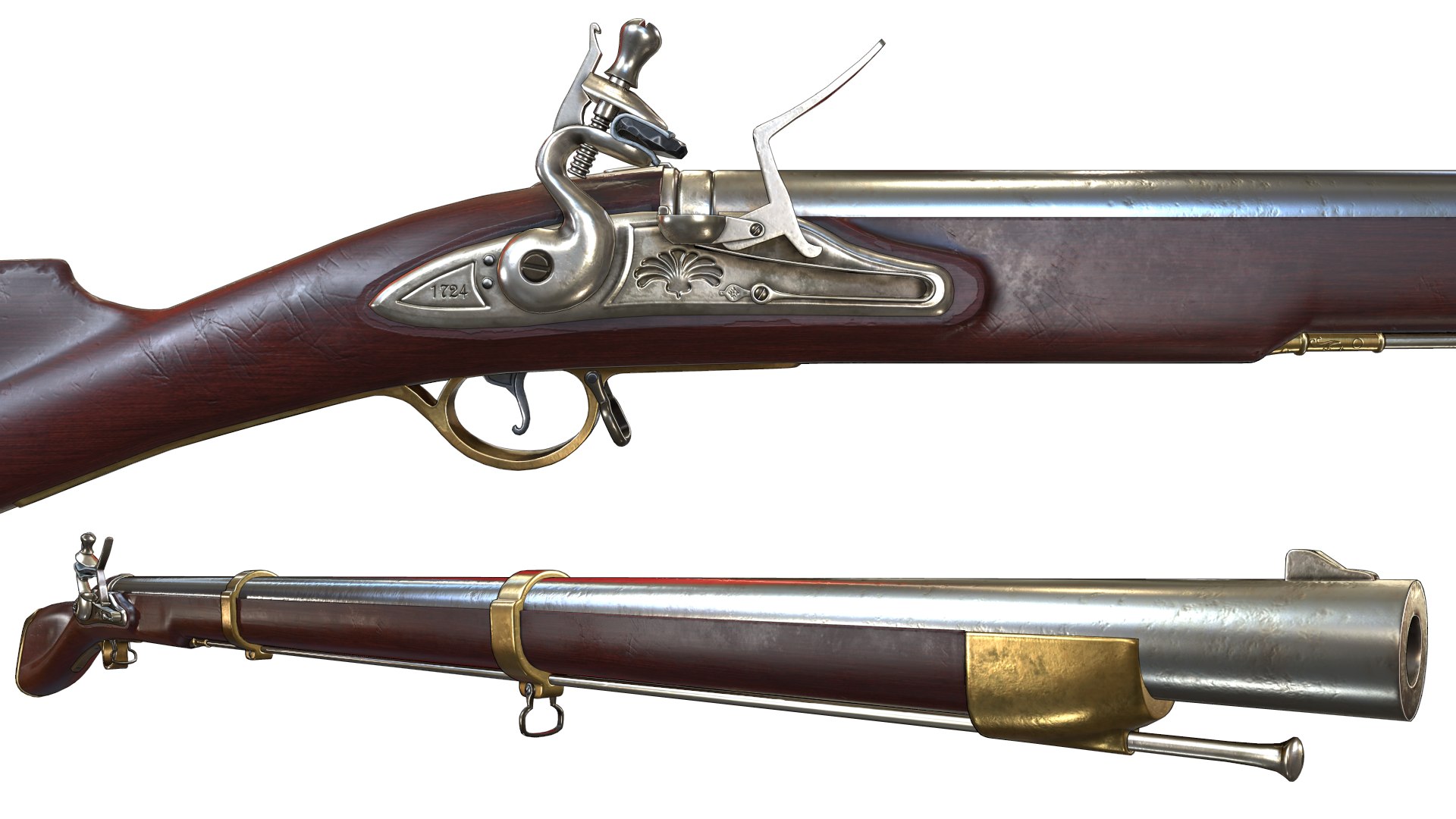 18th musket blunderbuss pistol 3D model - TurboSquid 1507209