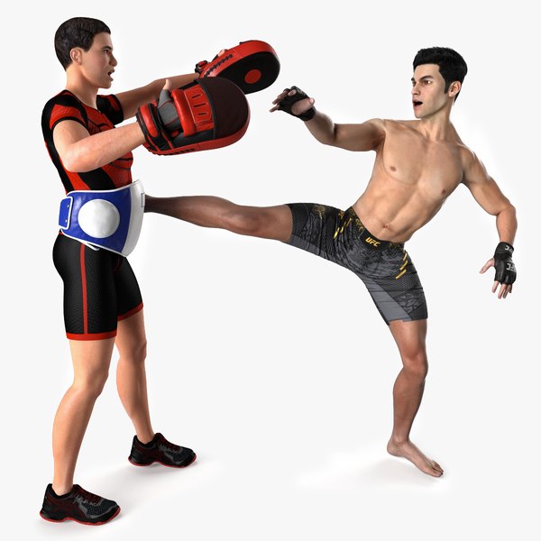 modelo 3d Entrenamiento de luchador de MMA de UFC con el entrenador Fur ...