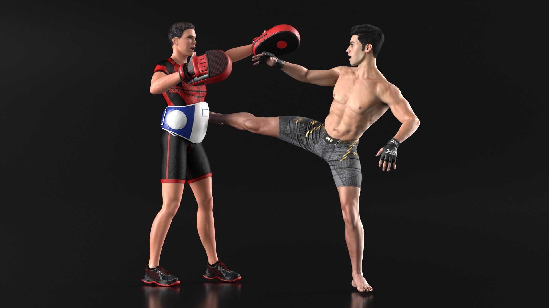 Fighter UFC MMA Training With Coach Fur 3D Model - TurboSquid 2333988