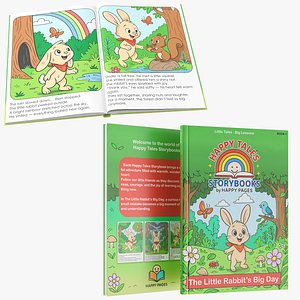 Kids Storybook Opened And Closed With Illustrations 3D Bundle