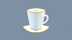 3D White Porcelain Cup with Plate model