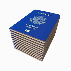 3D Passport Stack - USA Blue - Simple drag and drop texture  - 3D Assets model