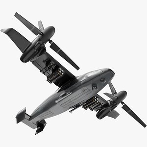 3D Combat Propeller Drone UAV Rigged for Maya