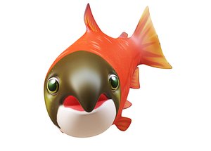 Chinook king salmon animated fish low poly toon 3d model